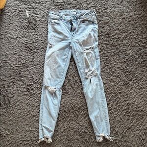 American Eagle Outfitters Light Wash Distressed Skinny Jeans